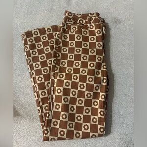 Baevley | Brown and Cream Patterned Pants | NWOT